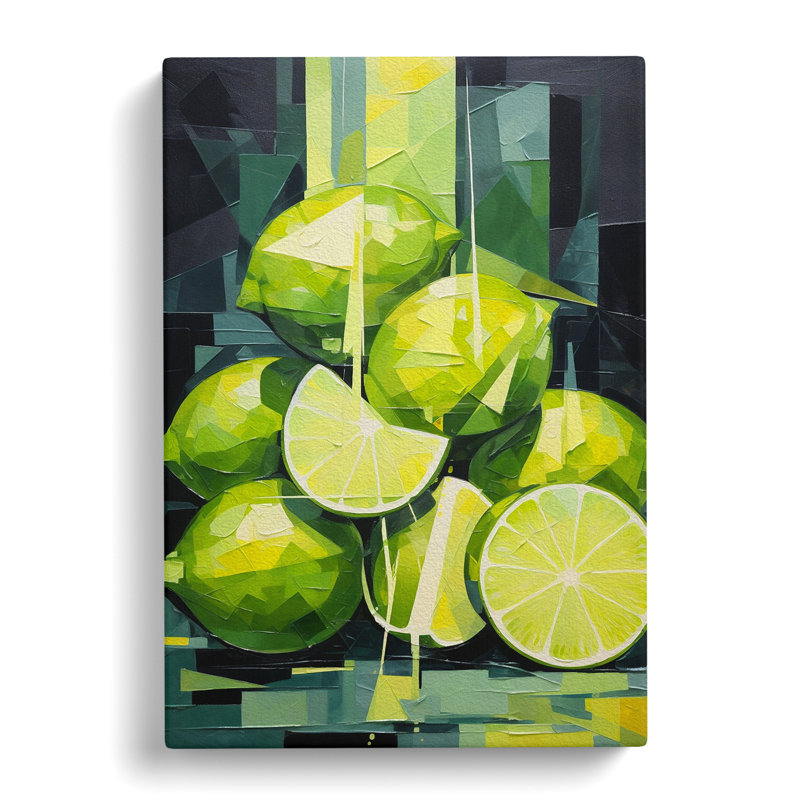 Sliced Lime Cubism - Wrapped Canvas, 50cm H x 35cm W x 3cm D
