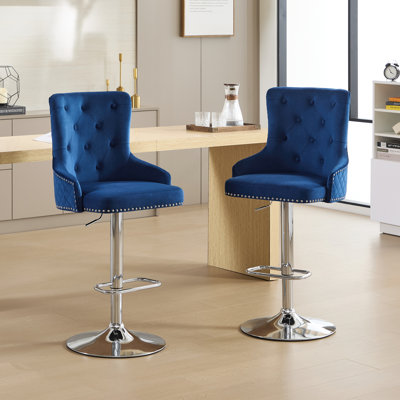 Markfrancis Swivel Upholstered Adjustable Height Counter Stool with Metal Frame