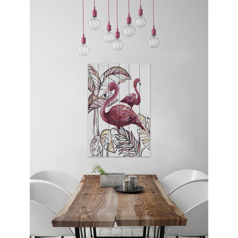« rose flamant rose i »-impression sur bois, H 18 po x l 12 po