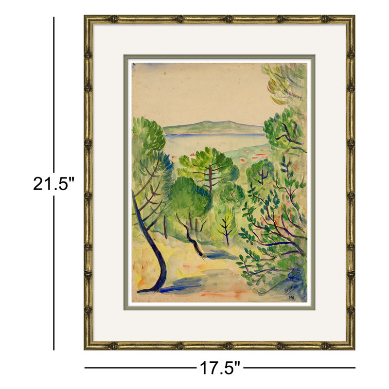 Primitive Landscape - Small - Picture Frame Painting Print, 21.5" H x 17.5" W x 2.25" D, Bronze Framed