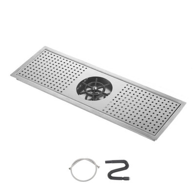 24" X 8" Glass Rinser Cup Washer 304 Stainless Steel Drain Drip Tray Hose Washing Equipment Coffee Shop Bar Glass Sink Rinser