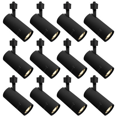 Luxrite 3 po Éclairage sur rail à DEL Zoomable, 5CCT, CRI90, 30 W, 2100LM, à intensité variable, inclinaison de 358 ° + 90 ° et faisceau de 20 ° à 50 °, éclairage sur rail de type H, ETL, paquet de 12 noir