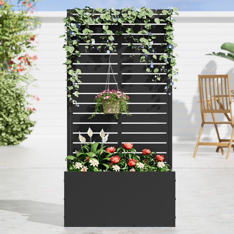 Metal Planter Box with Trellis, 47" H x 24" W x 11" D