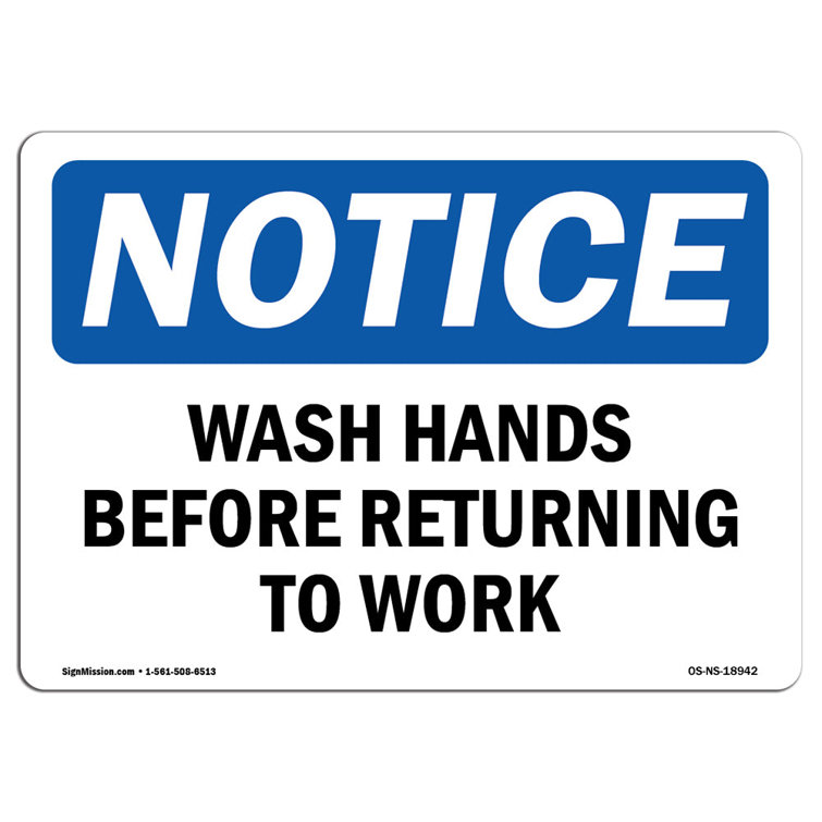 SignMission Wash Hands before Returning to Work Sign | Wayfair