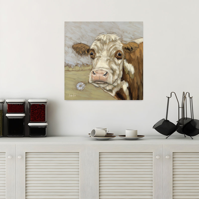 Pissenlits contemporains 2 avec art fantaisiste de vache, H 18 po x l 18 po
