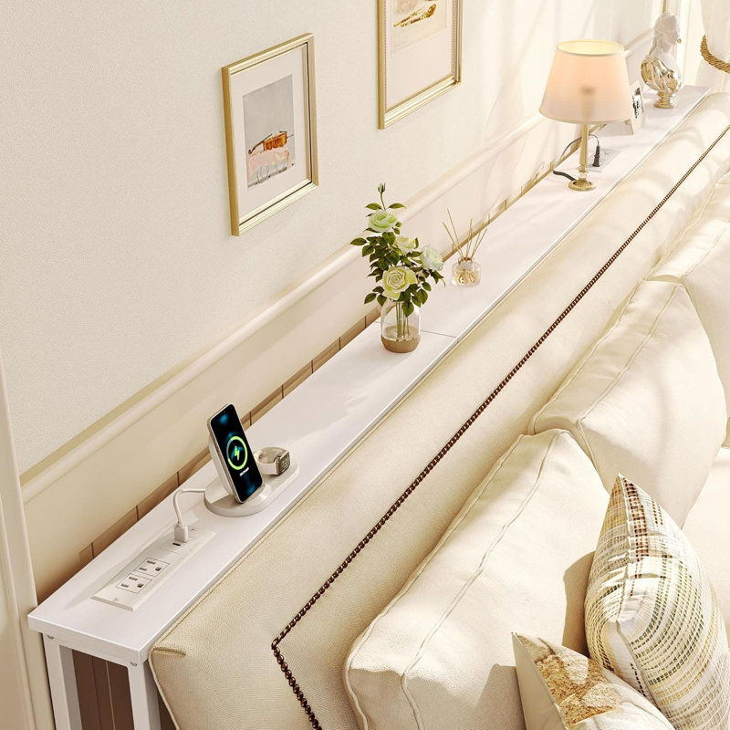 Extra-Long Narrow Console Table With Built-In Power Strips, USB-C Charging, And Storage For Behind Sofa, Entryway, And Small Spaces