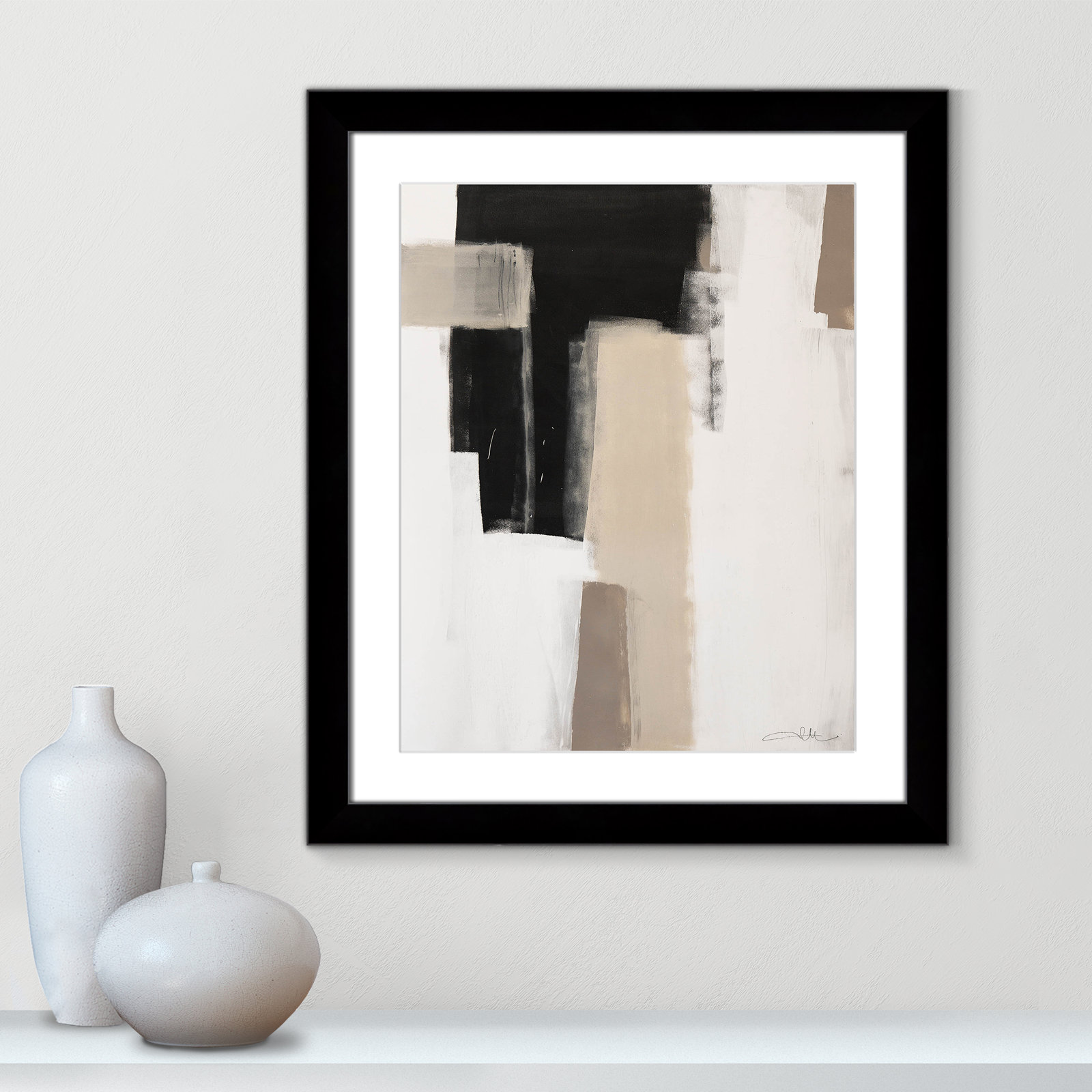 Calvin "Earth Scapes I" Print, 27" H x 23" W x 1.25" D, Black Cube Frame Matted