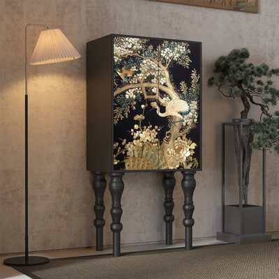 A mid-style high storage cabinet