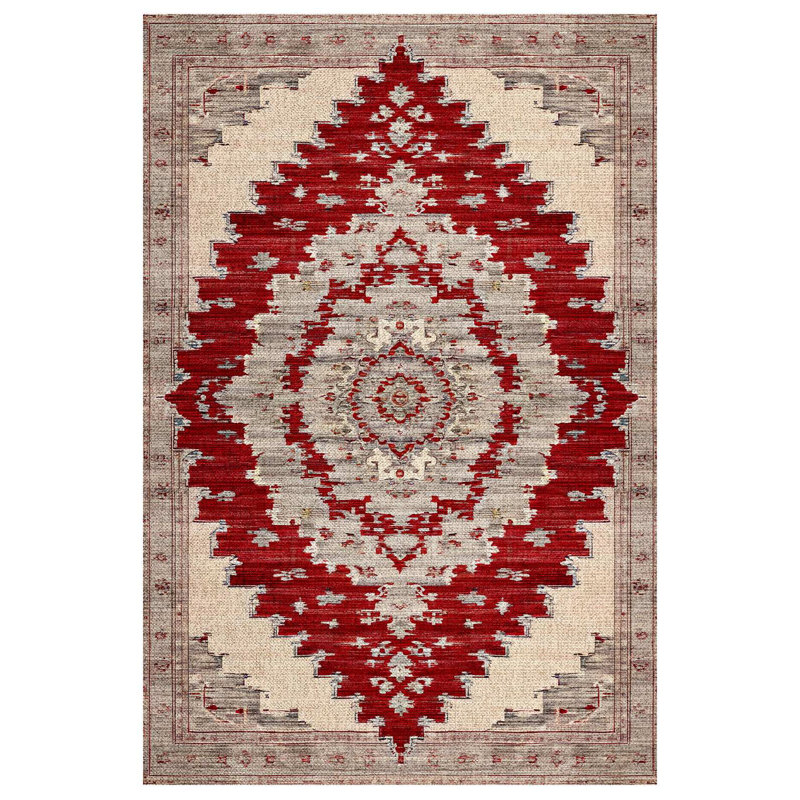 Notto Oriental Machine Printed Cotton Polyester Area Rug, Square 5'3"