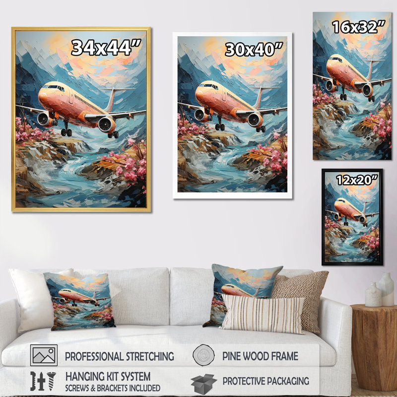 Impression aérienne sur toile impressionniste, H 44 po x l 34 po x P 1,5 po, Toile tendue