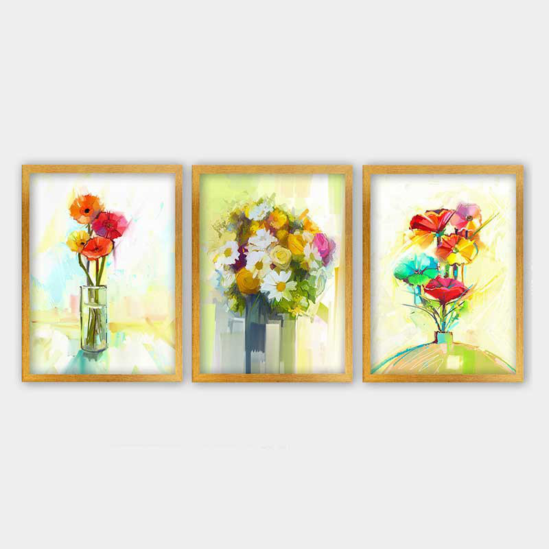 Stunning Decorative Framed Painting Set (3 Pieces), 21.7 x 29.5 Inches Each | 100% Wooden Frame with 0.8 Inch Polystyrene | UV Digital Printing | Perfect for Living Room, Office & Gallery Wall Decor