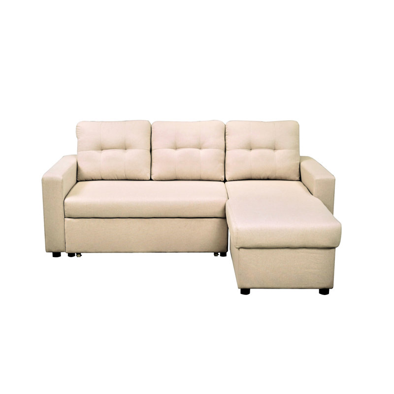 Lit en L beige, canapé modulaire pour 3 salons en beige, canapé-lit confortable, Polyester beige
