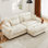Canapé moderne à deux places avec repose-pieds, canapé à deux places en velours avec accoudoirs à traversin rond, avec coussin de taille et coussins décoratifs, petit canapé en forme de L pour le salon, la salle de lecture, le loft et la chambre à coucher
