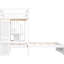 Lit simple mezzanine blanc avec escalier, rangement et bureau avec rangement, escalier au fini-484058785