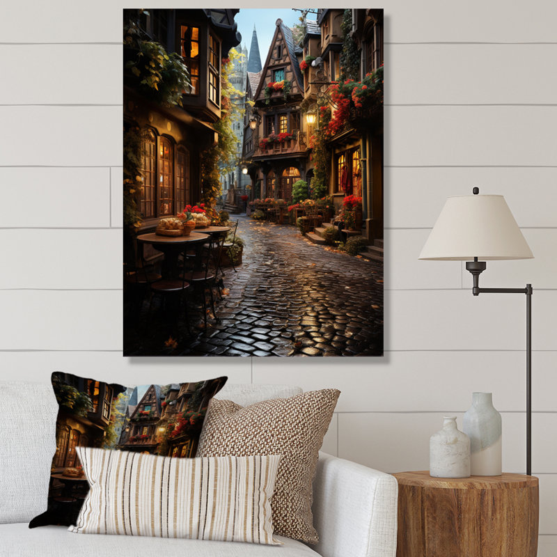 Allemagne, Allemagne, vieille ville, art mural, H 44 po x l 34 po x P 1,5 po, Toile tendue