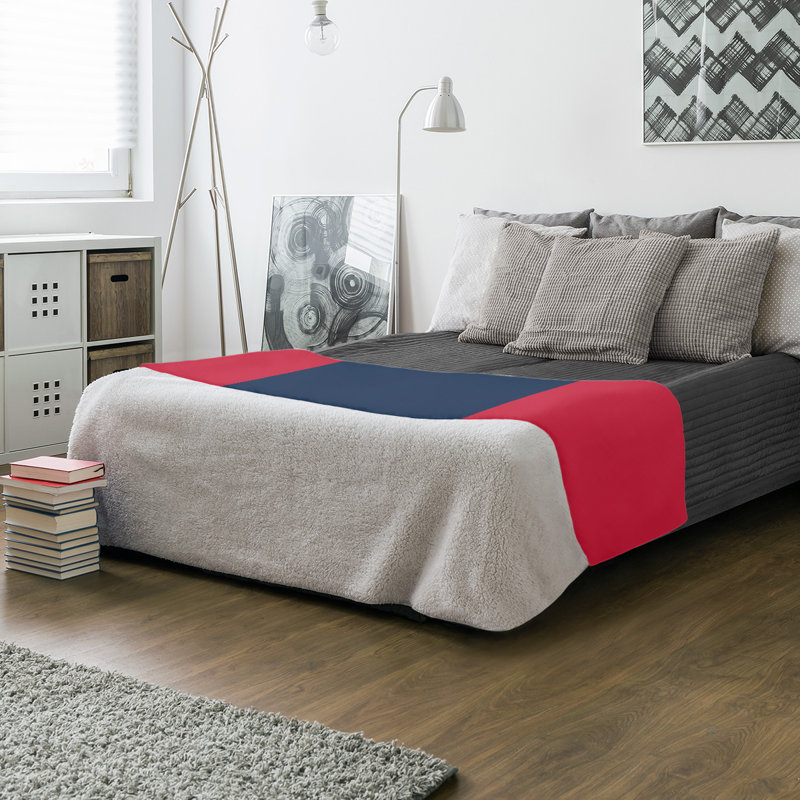 Quilted Throw Blanket, 50" x 60", Red/Blue/Red, Coral Fleece