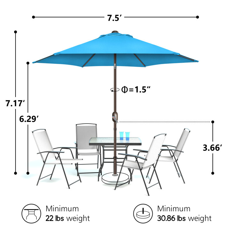 Parasol Shadan avec contrepoids inclus, Bleu