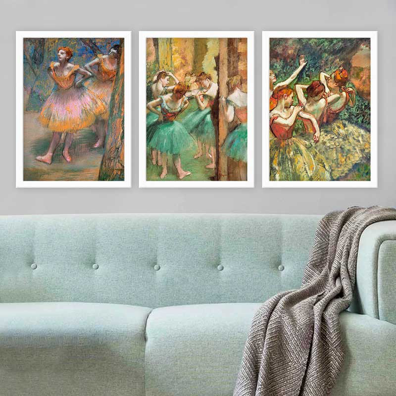 Superbe ensemble de peintures décoratives encadrées (3 pièces) de 21,7 po x 29,5 po chacune | Cadre 100% bois avec polystyrène de 0,8 pouce | Impression numérique UV | Parfait pour la décoration murale de salon, de bureau et de galerie