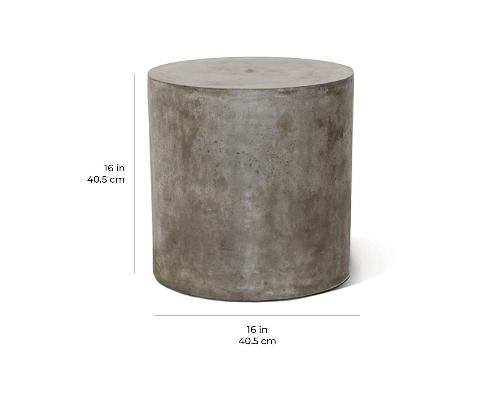 Perpetual Concrete Outdoor Side Table, Slate Gray, 16" Diameter
