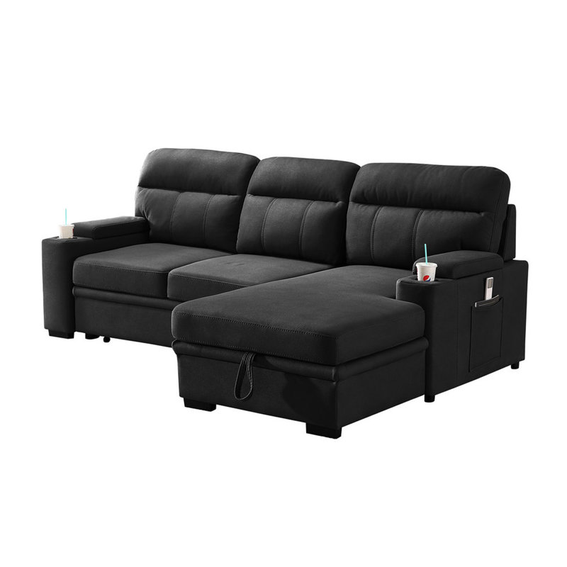 Akriti Upholstered L-Shaped Sectional Right Hand Facing, Black