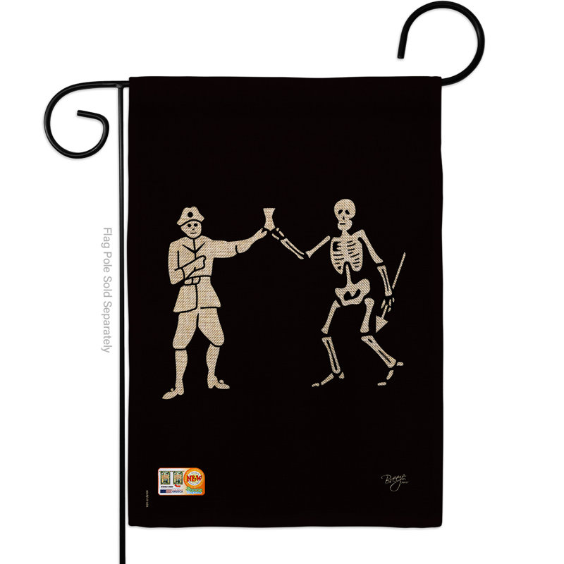 Bartholomew roberts pirate 2 côtés en toile jute 19 x 13 po drapeau de jardin