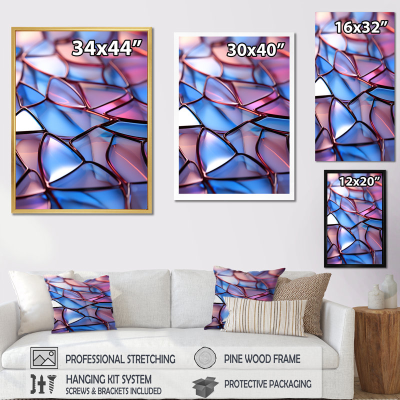 «Geometric Mosiac Fusion», art mural abstrait sur toile, Cadre photo noir, H 20 po x l 12 po x P 1 po
