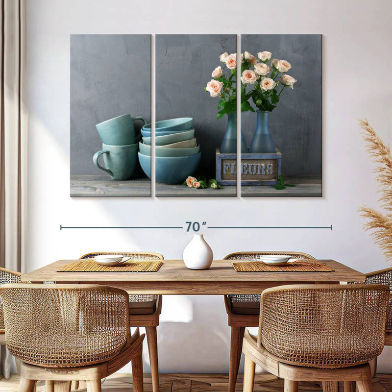 Senne Rustic Blue Ceramics, 42" H x 65" W