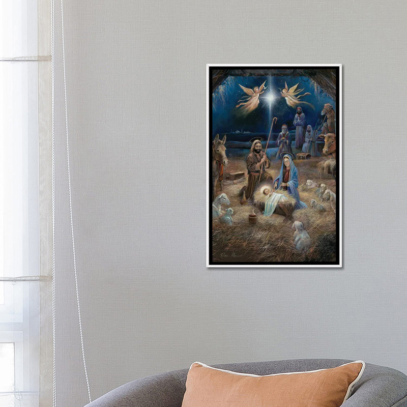 «Silent Night», reproduction d'art sur toile encadrée, Impression encadrée sans passe-partout, H 26 po x l 18 po, Blanc