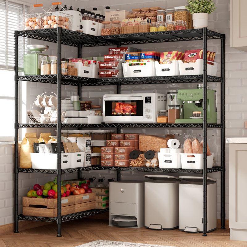Marlia Steel Height -Adjustable Storage Rack Heavy Duty Shelving Unit, 5-Tiers 72.4" H x 61.2" W x 15.7" D, Black
