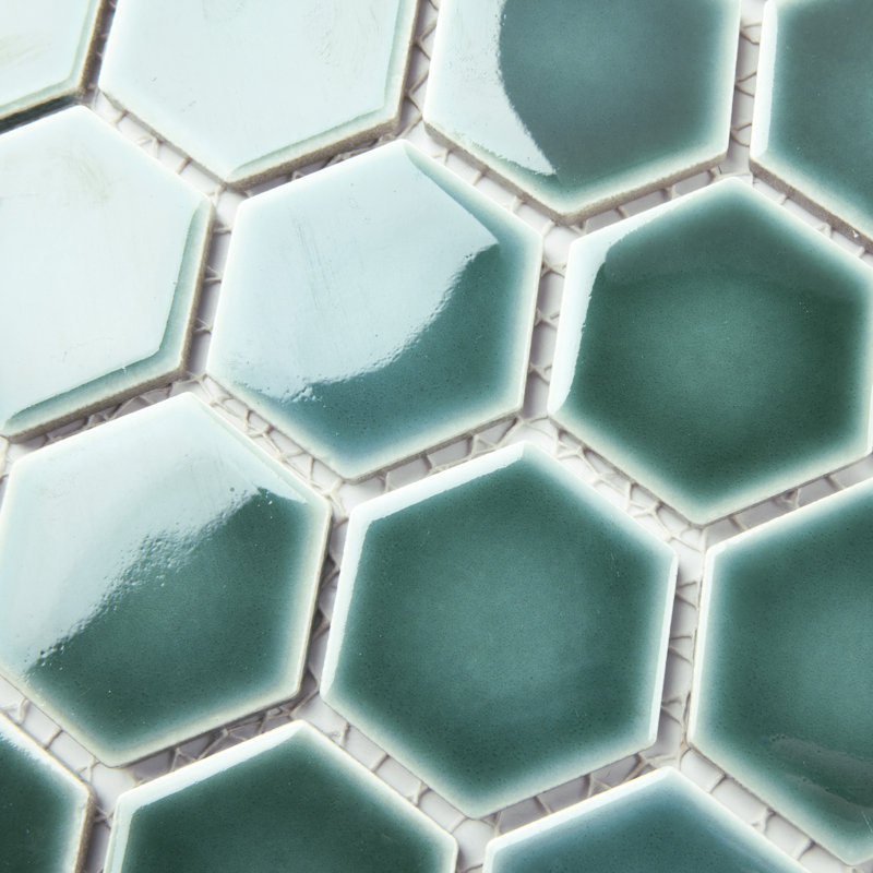 Carreau de mosaïque en porcelaine pour plancher et mur Hex 10-7 / 8 "x 12-5 / 8" Hudson, Vert