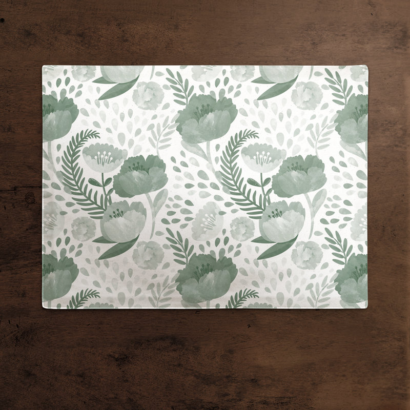 Wigginton Poly Twill Floral Rectangle Placemat, Green