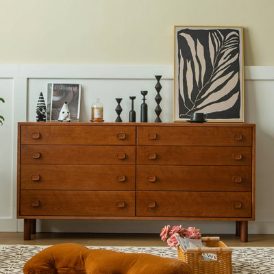 Vintage Cherry Entrance Cabinet Solid Wood Accent Chest