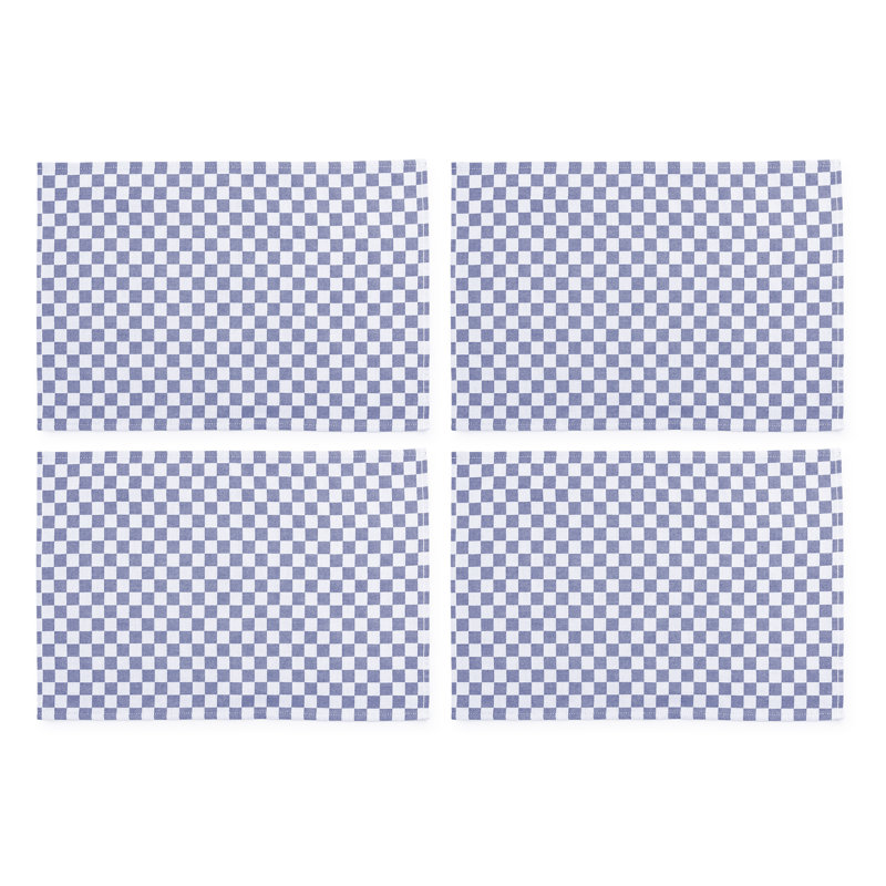Flax Check Placemat, Set Of 4, Navy