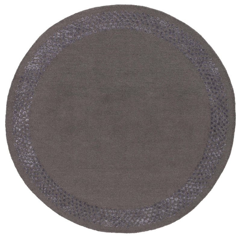 Glamour Hand Tufted Wool/Viscose/Cotton Rug in Dark Gray, Round 6'