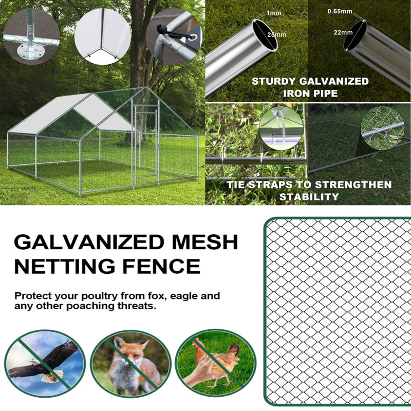 Grande cage à poulets en métal Tellervo
