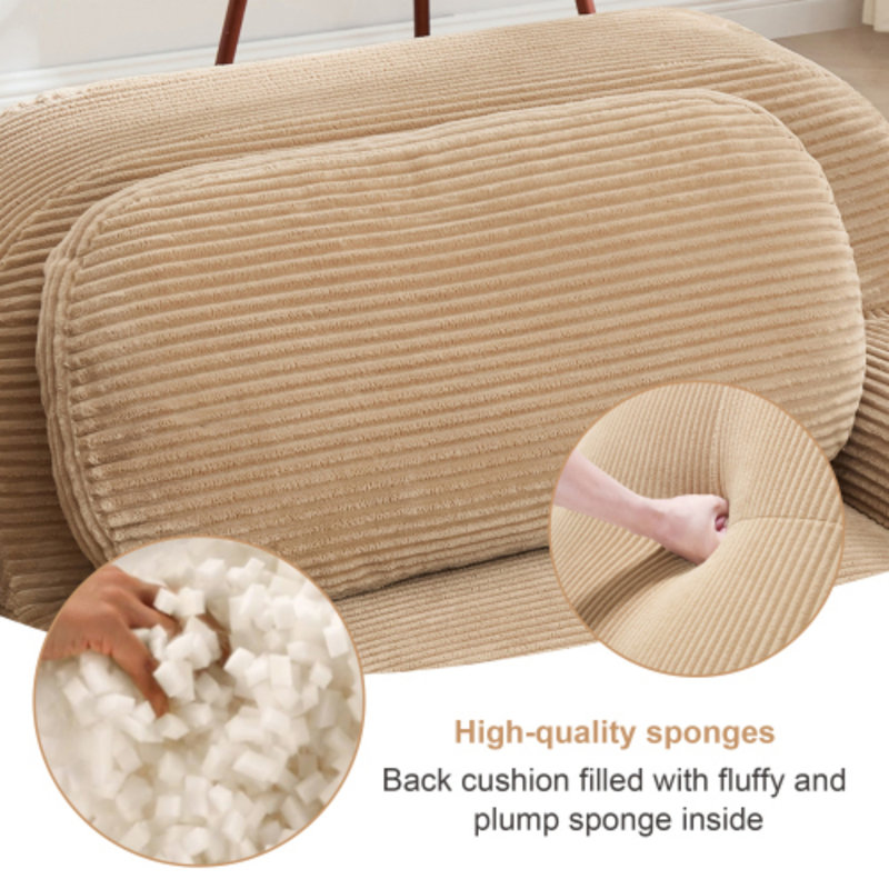 Canapé à 4 places en velours côtelé doux 32D éponge haute résilience ergonomique pour animaux de compagnie à compression complète sans emballage combiné sans assemblage pour les chambres à coucher