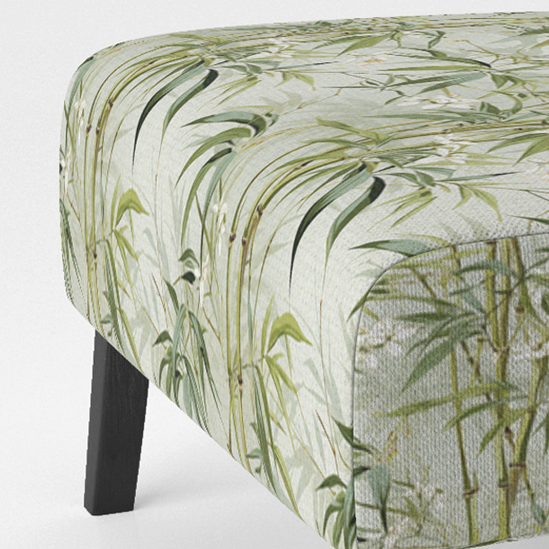 Fauteuil de chambre rembourré C, Motif tropical de bambou zen IV