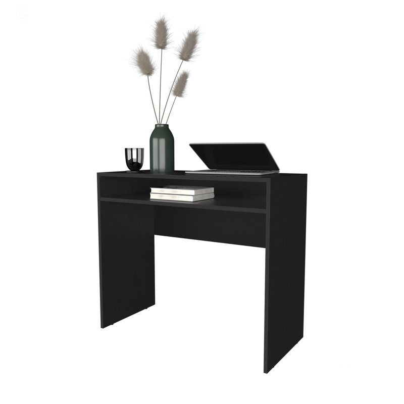 Bureau en mélamine avec rangement Estill, Noir