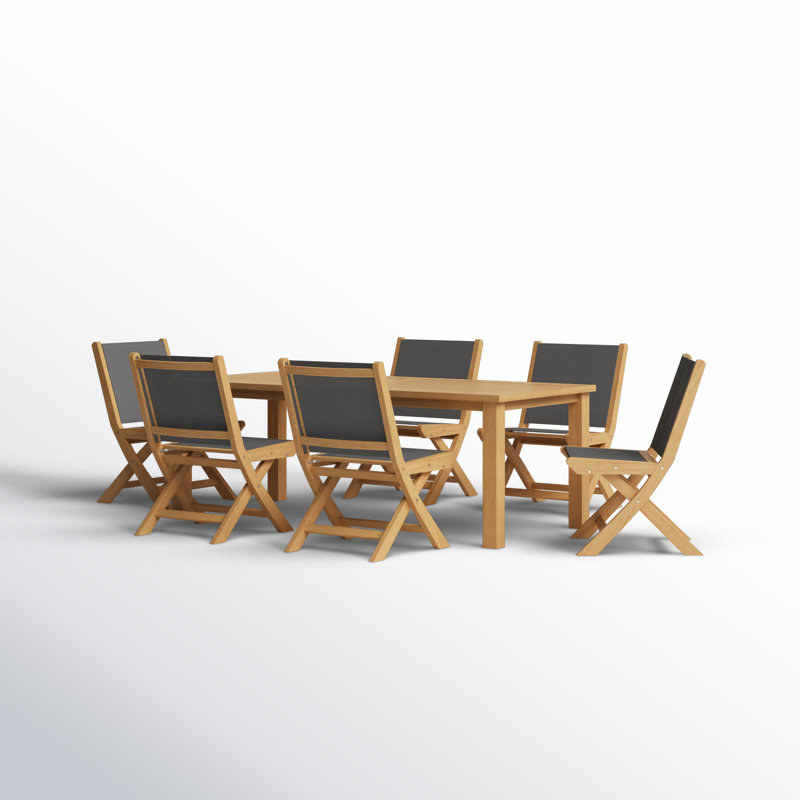 Alanson 78.74'' Rectangular 7 - Person Outdoor Dining Set, Dark Gray