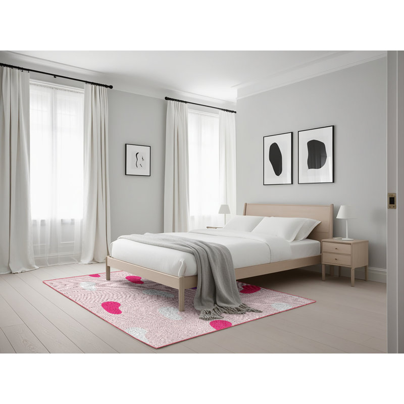 Tapis rose tissé à la machine, Rectangle 5 pi x 7 pi