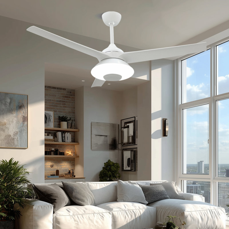 52" Ceiling Fan With 3-Colors Led Light And Dimmer, 6-Speed, Reversible Quiet DC Motor, Bluetooth Speaker And Remote Control