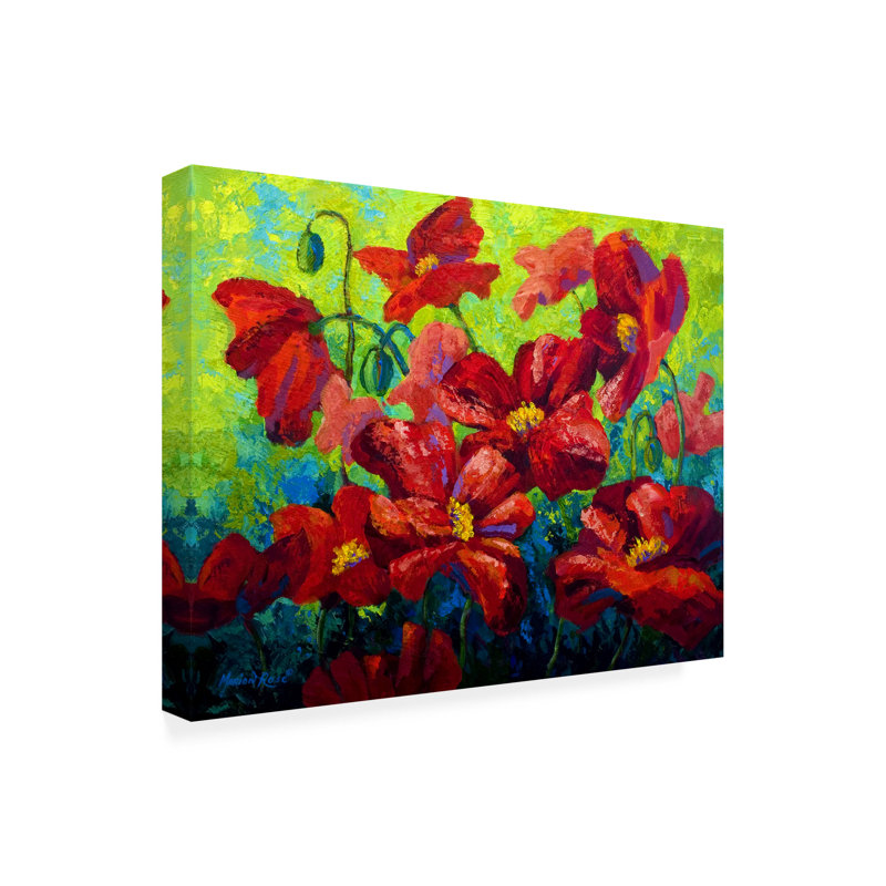 Toile extérieure «Field of Poppies A» par Marion Rose, H 14 po x l 19 po x P 1,5 po
