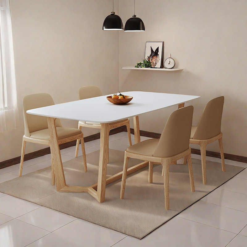 Nordic style simple rectangular dining table sets, 29.5"H x 63"L x 31.5"W