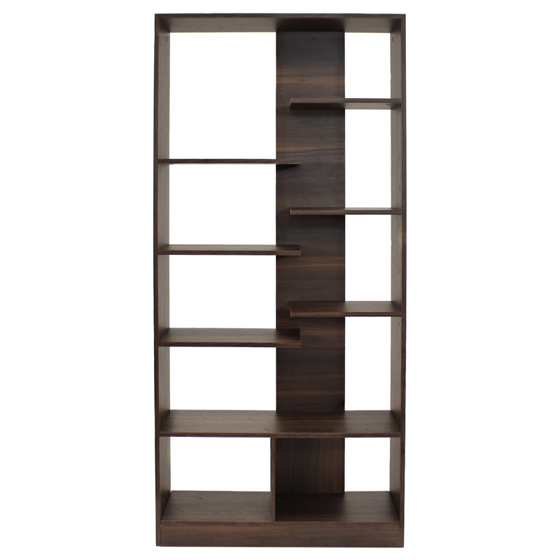 Rosalee 67" Freestanding 9-Tier Open-Back Bookshelf, Coffee Brown