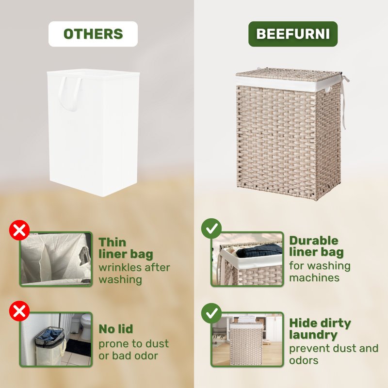 Laundry Hamper with Handles, Beige