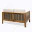 Ensemble de causeuse et table basse d'extérieur en bois d'acacia et osier avec coussins, teck et beige