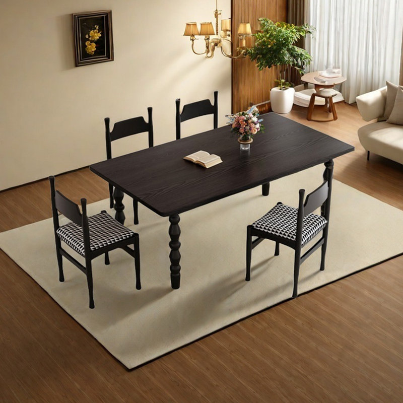 Ensemble de table de salle à manger Vintage, Noir, noir, noir, noir, H 29,53 po x L 62,99 po x l 31,5 po