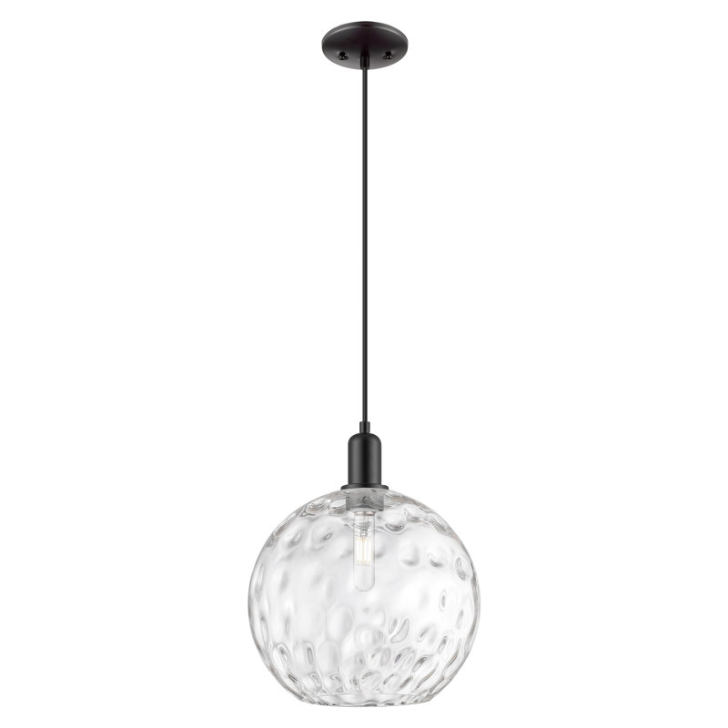Mini-luminaire suspendu 1 lumière Arcadia, Noir mat, H 10,5 po x l 12 po x P 12 po