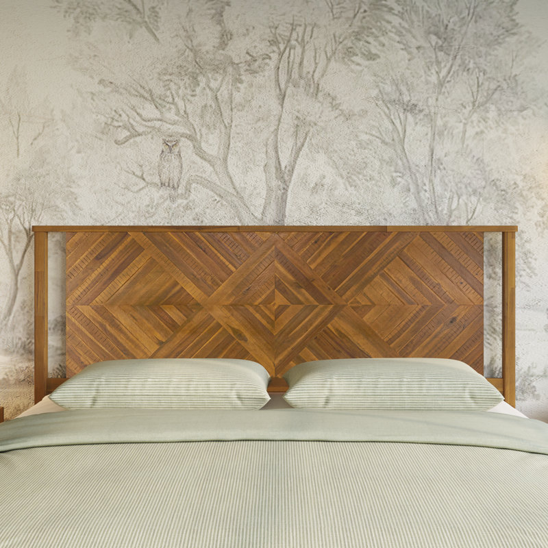 Ethan Solid Wood Rustic Headboard, Rustic Dark Brown, King