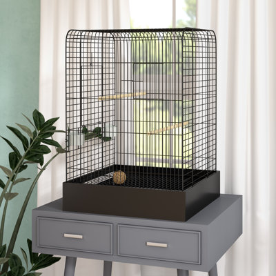 Kalinowski 29'' Steel Flat Top Table Top Bird Cage with Perch